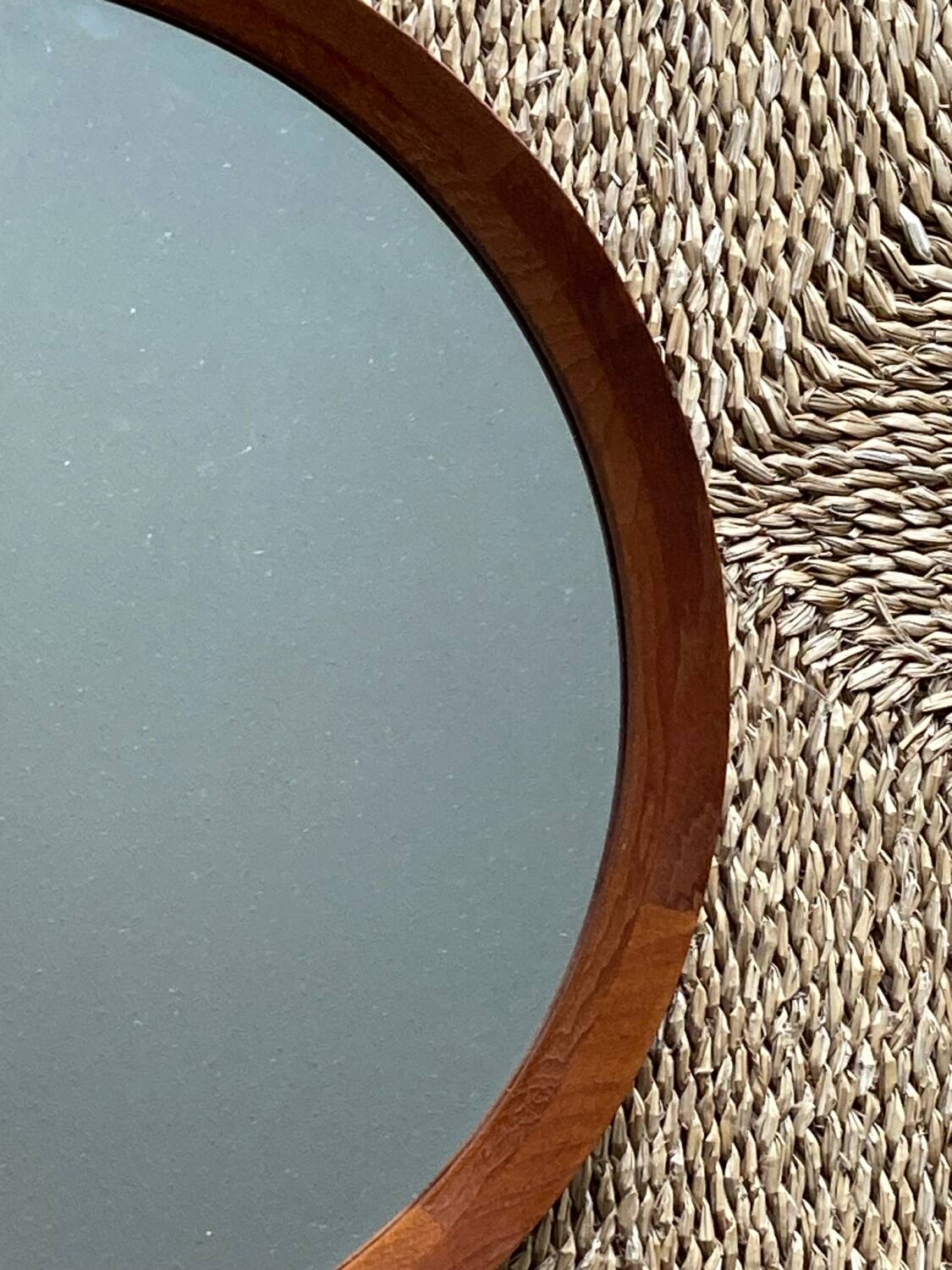 Danish Teak wood Round Mirror. 1960s