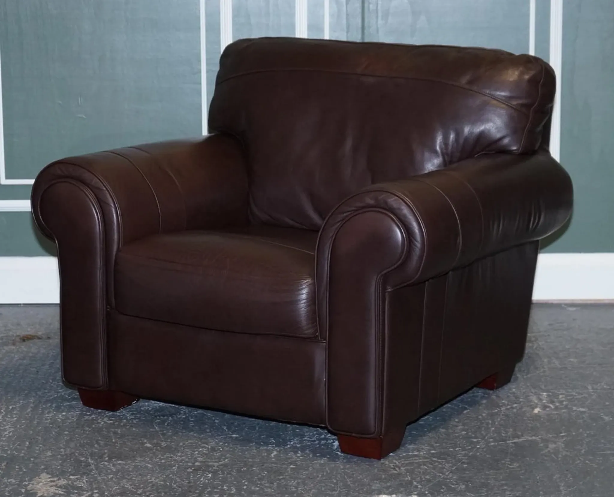 Brown Leather Armchairs, Set of 2