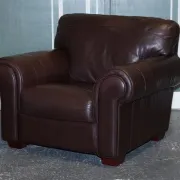 Brown Leather Armchairs, Set of 2