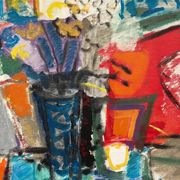 Large Original Swedish Oil on Canvas – “Still Life with Flowers” by Eric With (1916–2000) – Signed – Vintage & Framed – 89×70.5cm