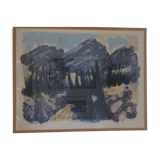 Landscape of Provence, lithograph signed Sarthou