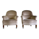 Set of 2 vintage ecru armchairs / armchairs / club armchairs