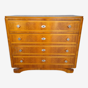 Art Deco chest of drawers (1930-1940) in walnut
