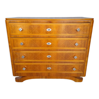 Art Deco chest of drawers (1930-1940) in walnut