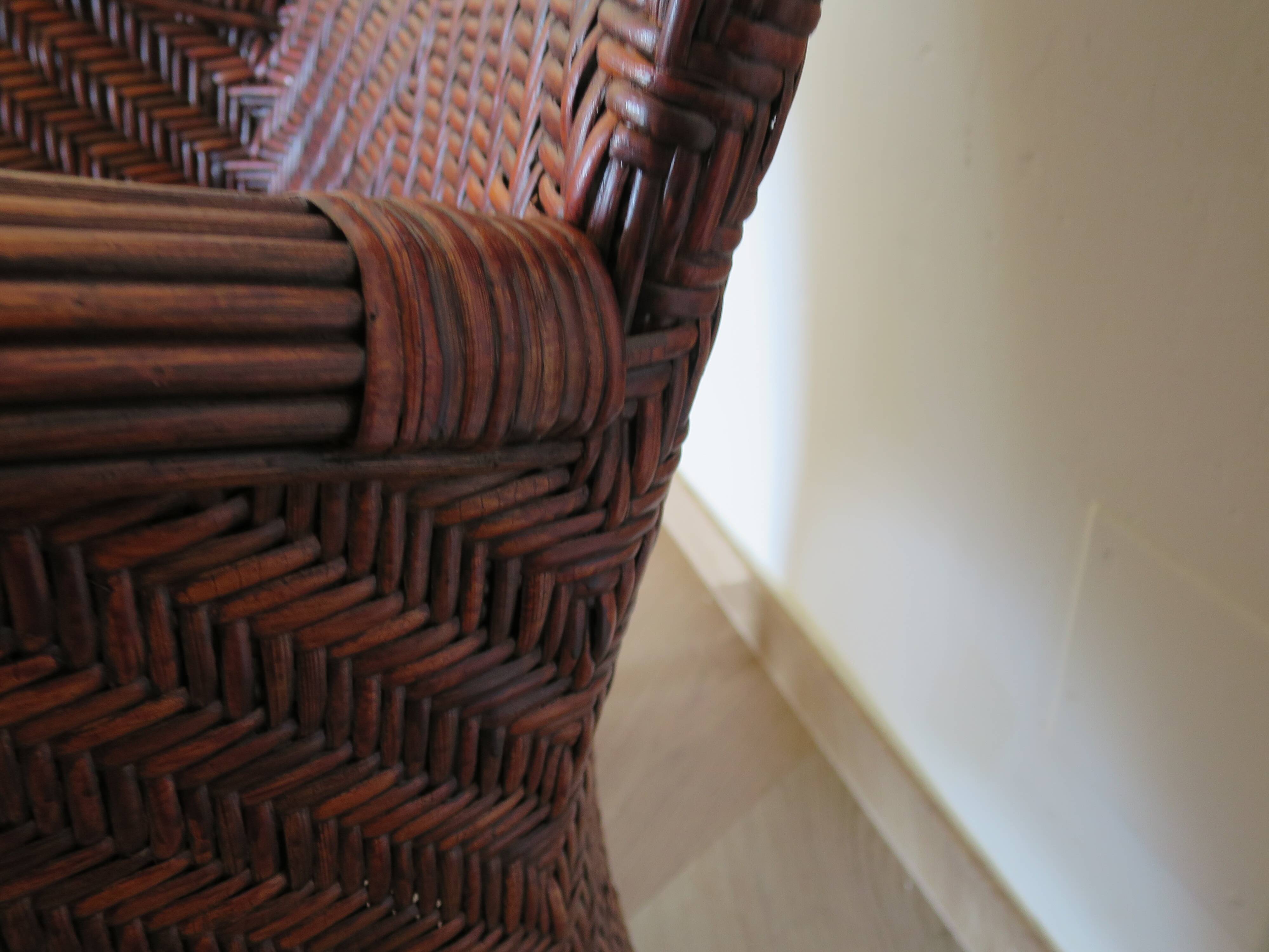 Woven rattan armchair, 1980s