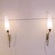 Pair of tall brass and white opaline sconces, mid-century France