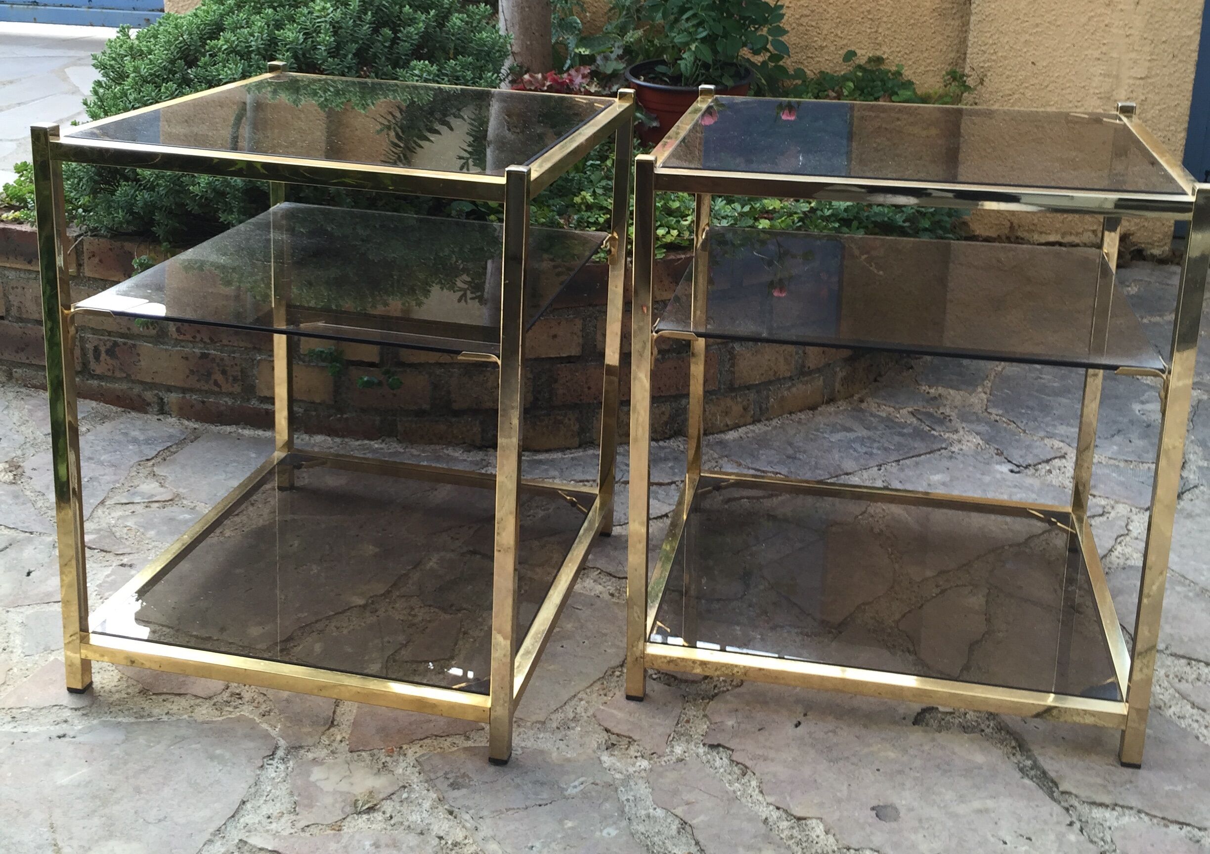 End table in smoky glass