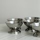 Set of 6 polished stainless steel footed bowls