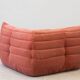 Coral corduroy Togo corner chair by Michel Ducaroy for Ligne Roset