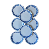 Assiettes à dessert en faïence de Luneville Blue Flowers