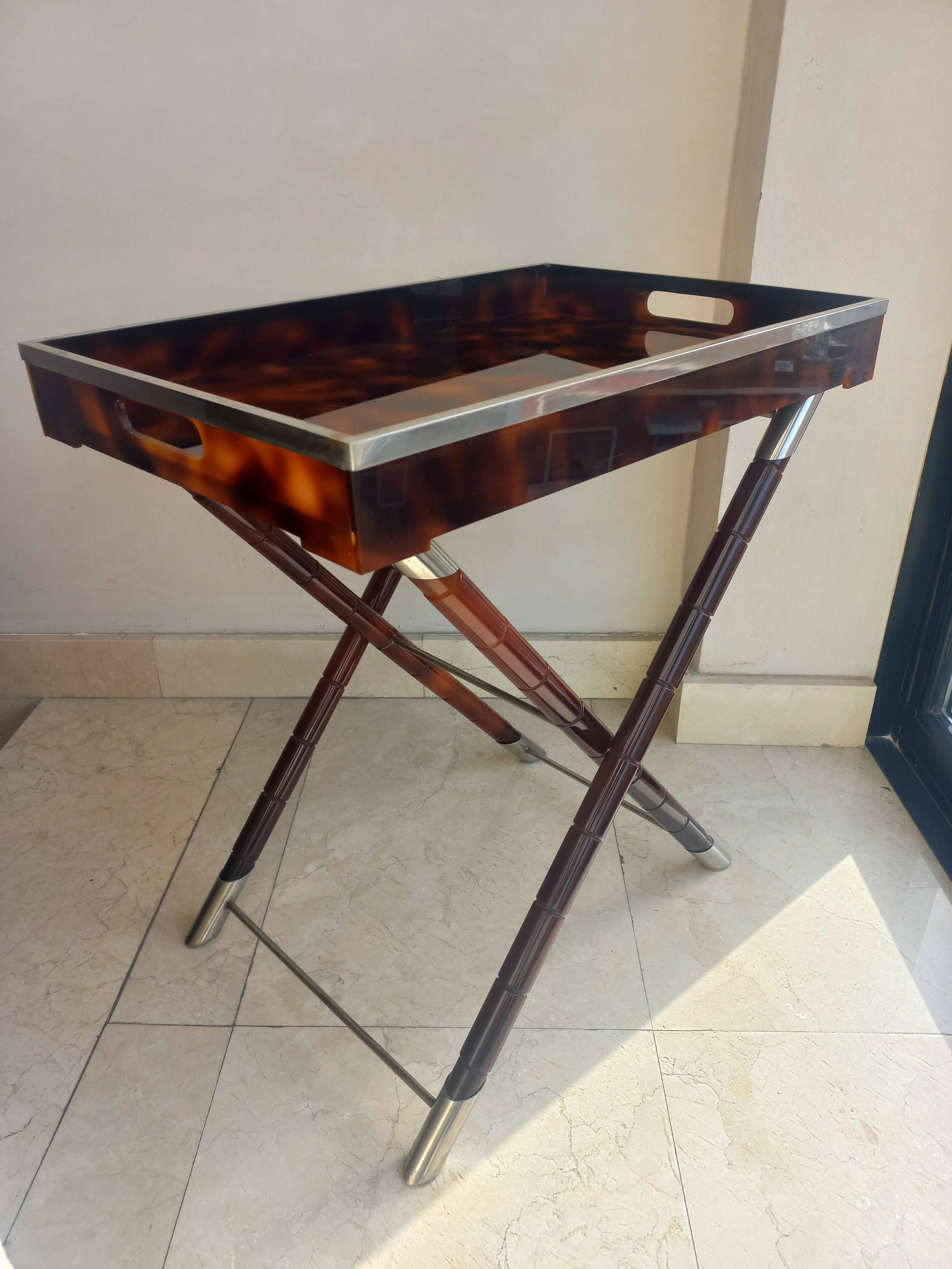 Faux tortoise shell serving tray