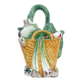 Pichet cruche chevrette "Panier de légumes" céramique années 50