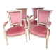 4 fauteuils Directoire en velours rose