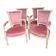 4 fauteuils Directoire en velours rose