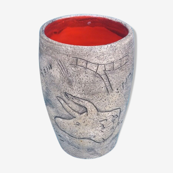 Vase céramique "rupestre" Francis Triay