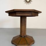 Ancienne table en bois de bistrot années 40/50 vintage finition laiton