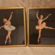 Two ballerinas, silhouettes of dancers, collages vintage under gold frame