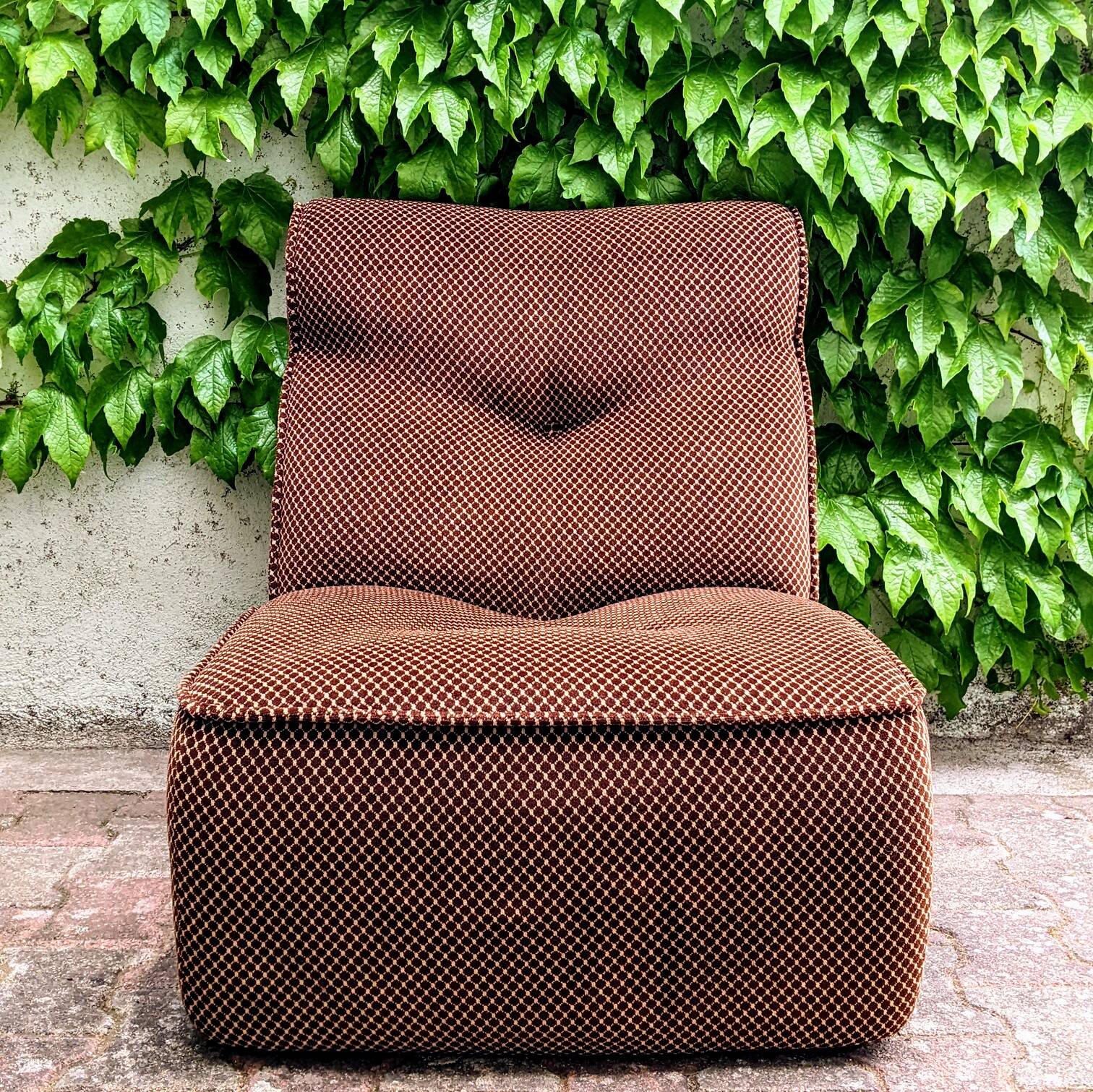 Velvet fireside chair from the 70s