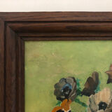 Oil on panel bouquet signed