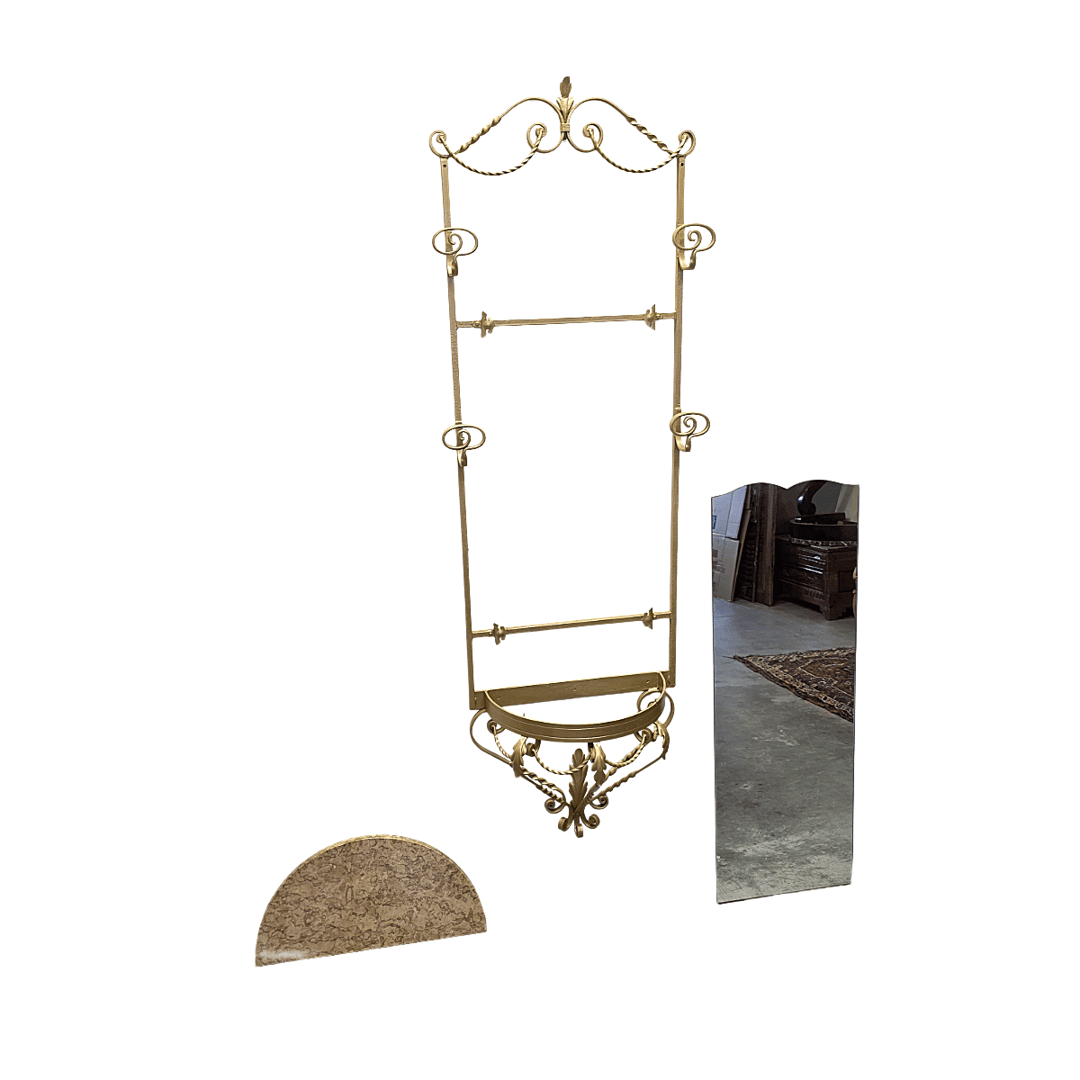 Vintage French Wall Console With Mirror, mid-century