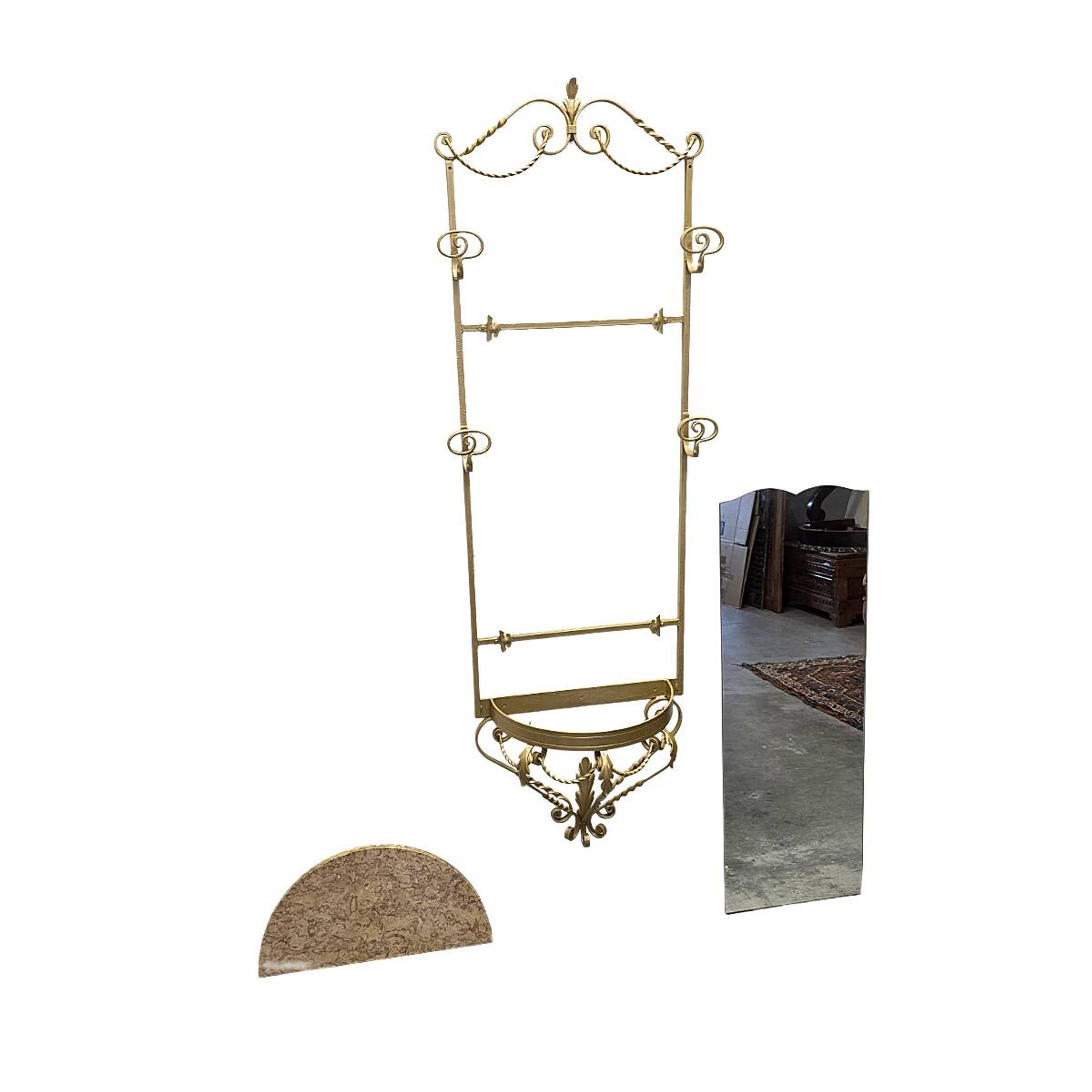Console murale vintage française avec miroir, milieu du siècle