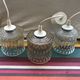 Lot of 3 suspensions ancient reflector glass molded irisé years 70 vintage