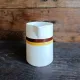 Vintage French ceramic pitcher with brown and ochre stripes