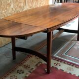 Table extensible en acajou par Jacques Hauville, années 70