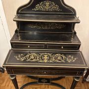 Napoleon III secretary with tiers - Blackened wood, enhanced with brass 19th century