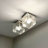 Vintage 70s Handmade Murano Ice Glass Wall or Ceiling Lamps by Toso