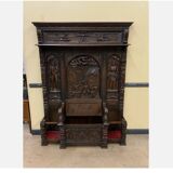 Antique impressive wardrobe with bench trunk.