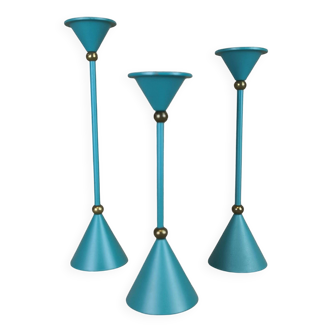 Set of three vintage Memphis style candlesticks