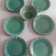 6 green flat plates from Terre è Provence + small salad bowl