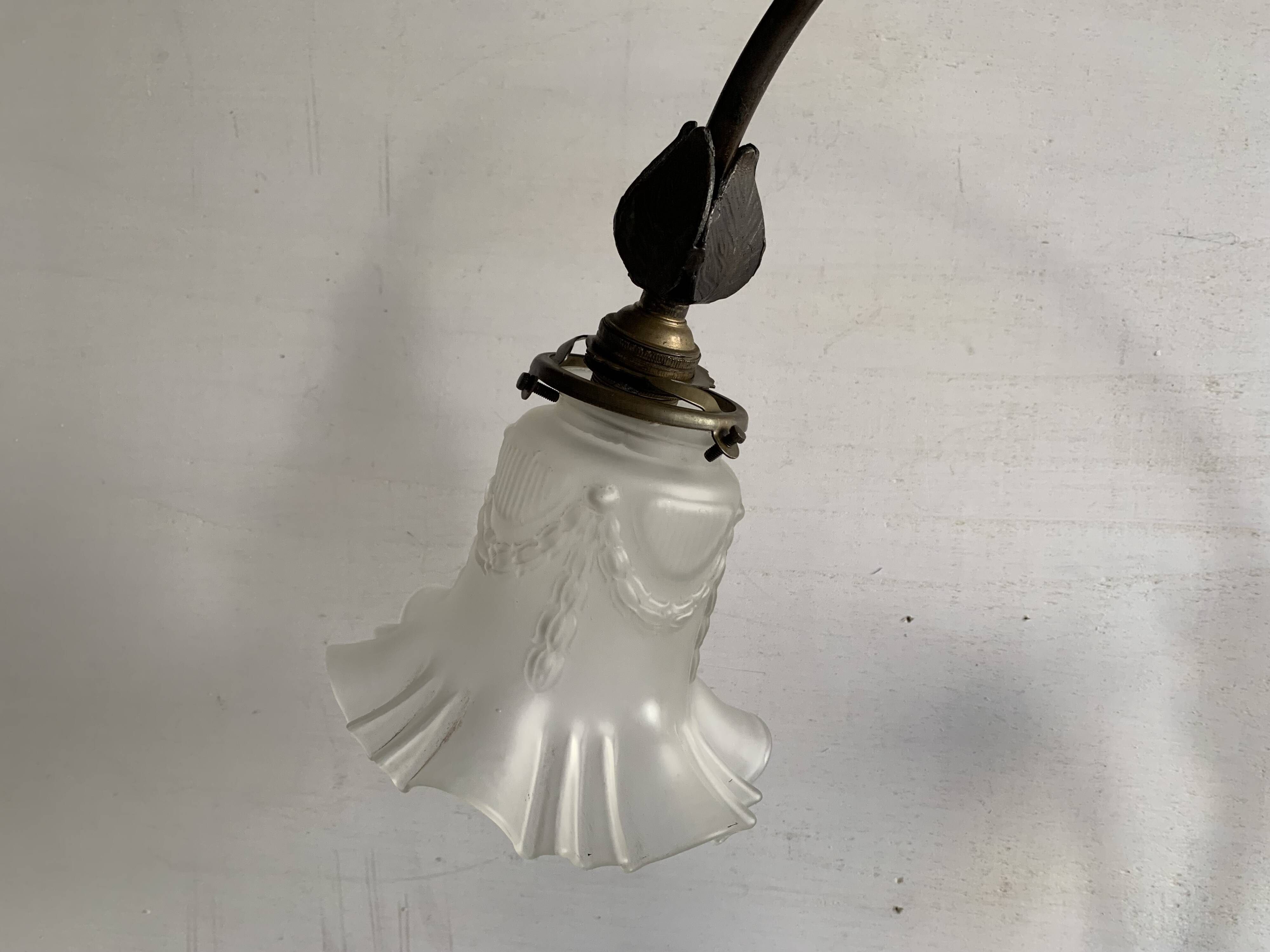 Large signed Art Nouveau style bronze sculpture lamp