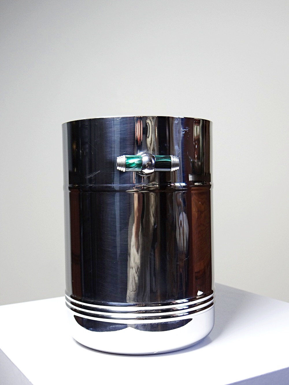 Seau à champagne orfévrerie Jean Couzon en acier inoxydable 18/10, années 80-90