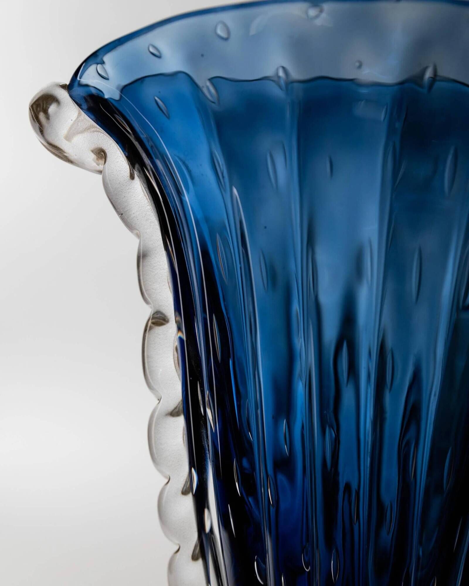 Vintage Murano glass vase by Barovier, royal blue with gold, 1960s.