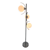 70s chrome metal floor lamp with 3 opaline ball lights
