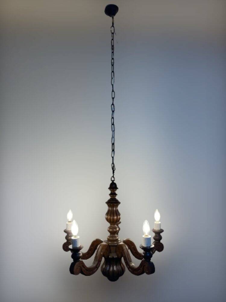 Louis XVI style wooden chandelier, 1890s
