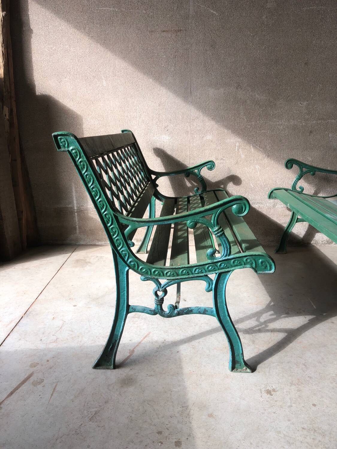 Old cast iron and wood garden bench