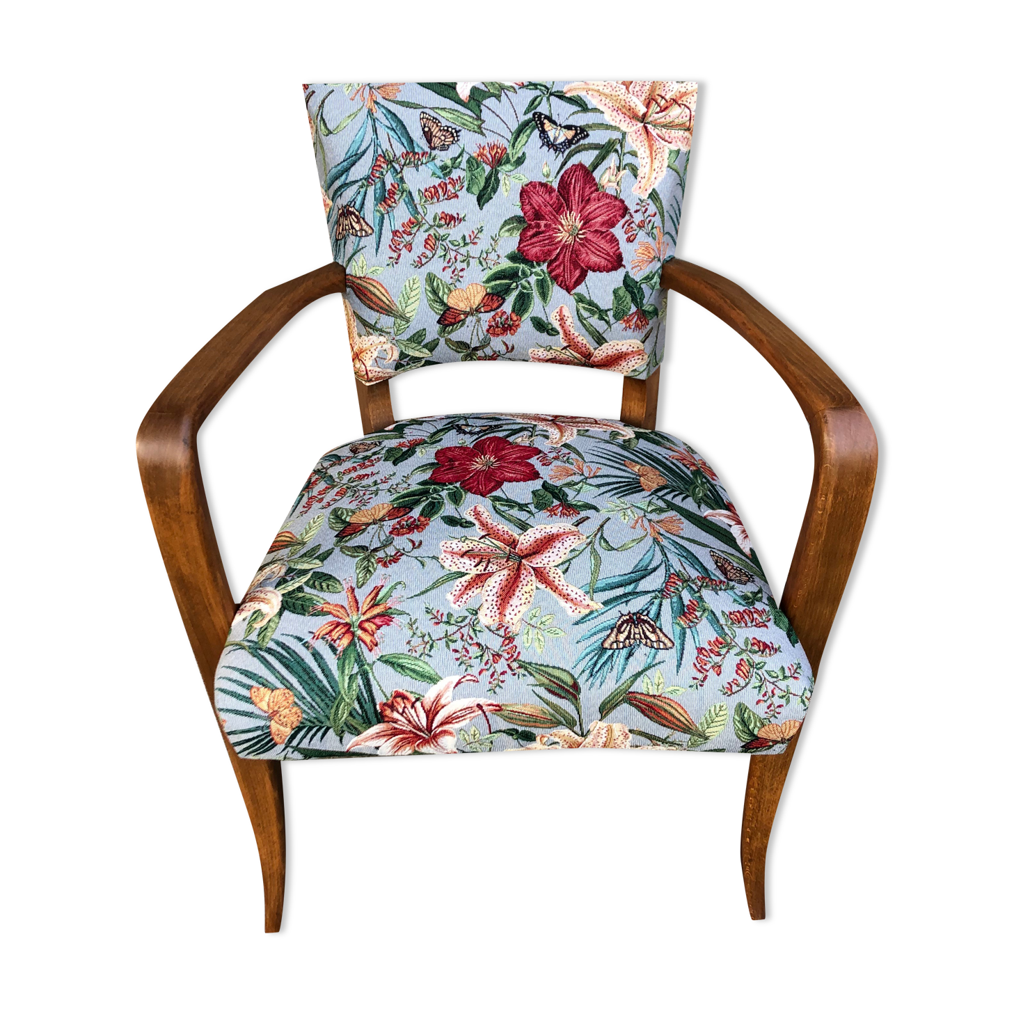 Reupholstered art deco armchair
