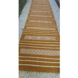 Hand-woven kilim hallway rug in natural wool