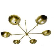 6-Light Mid Century Sputnik Antique Patina Chandelier Handmade Vintage Inspired Ceiling Pendant