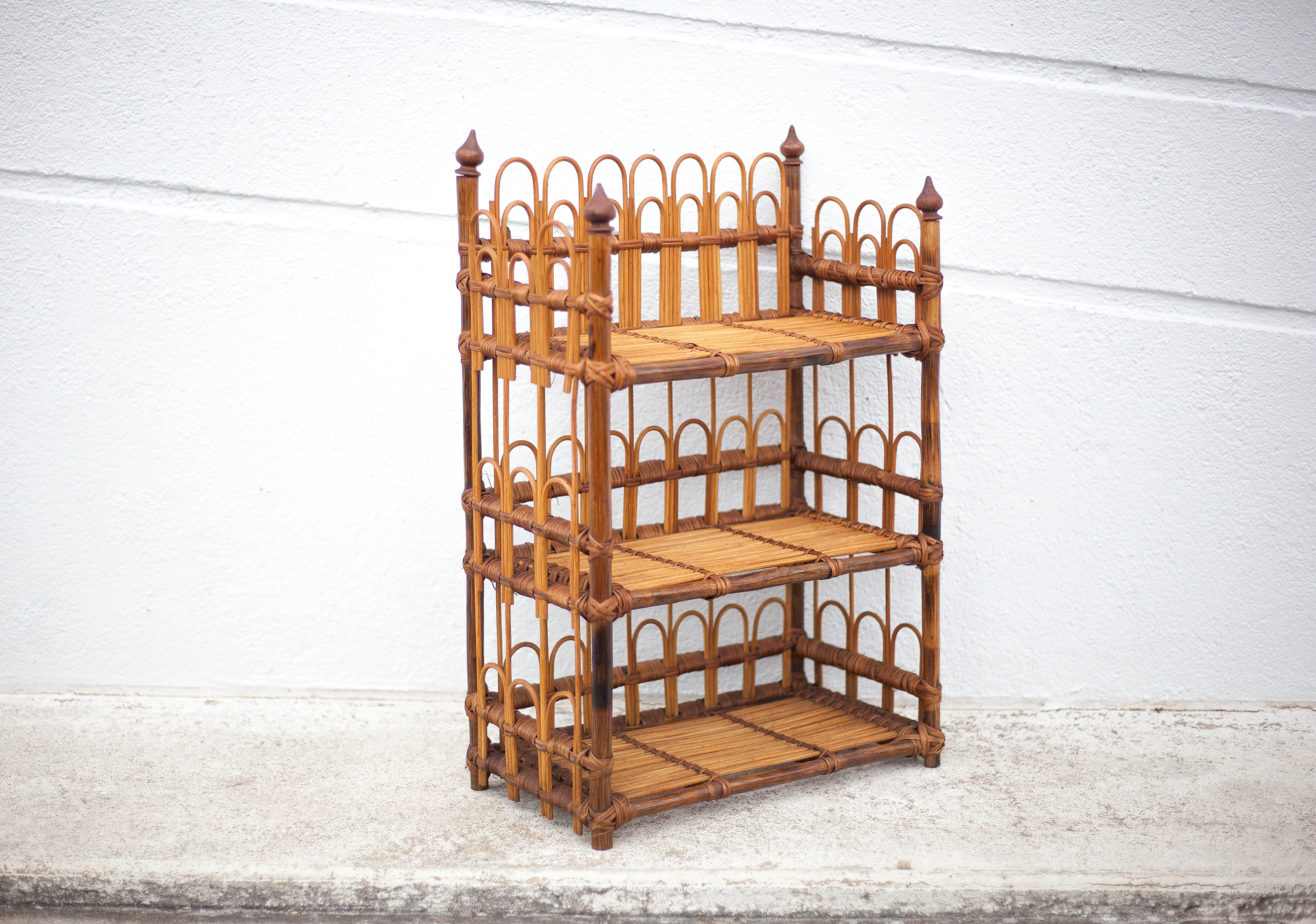 Vintage rattan wall shelf