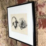Signed charcoal drawing with certificate of origin