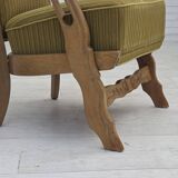 1970s, Scandinavian armchair, cotton/wool fabric, solid oak wood.