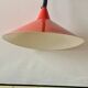 Vintage rise and fall pendant light in red lacquered metal