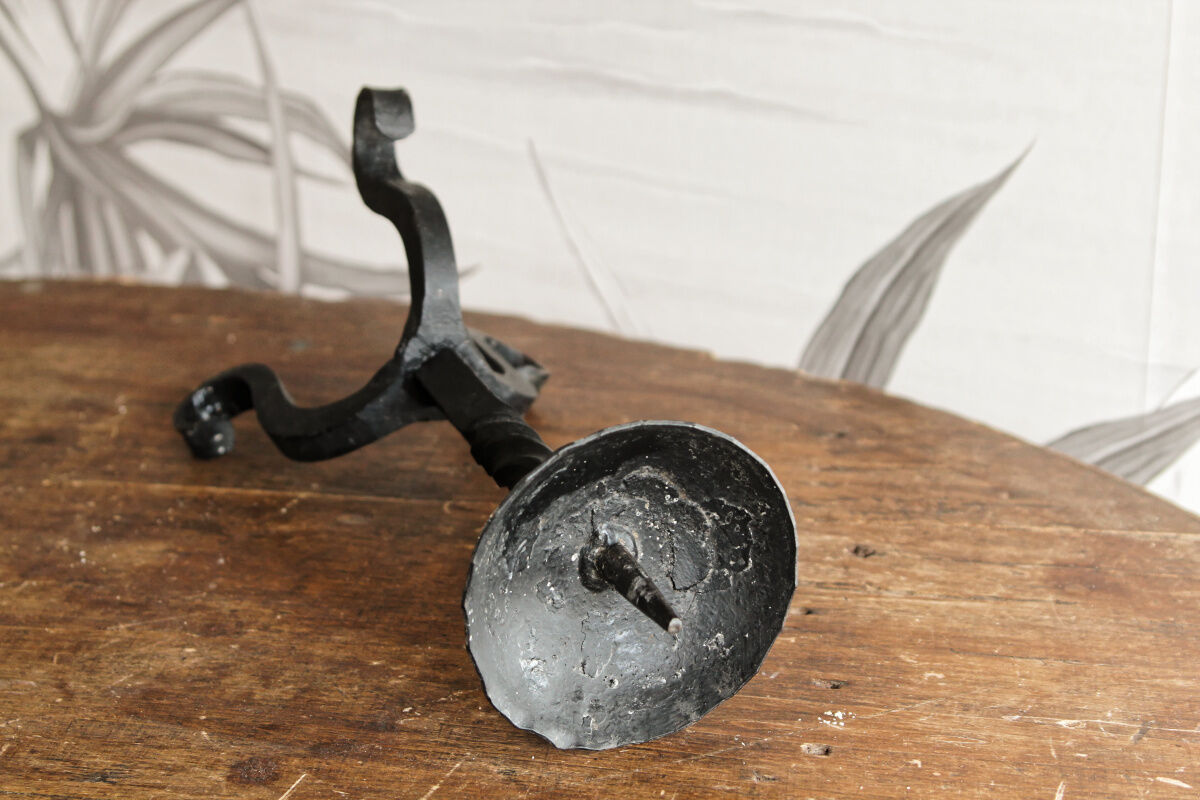 Candlestick picnic wrought iron candle, folk art