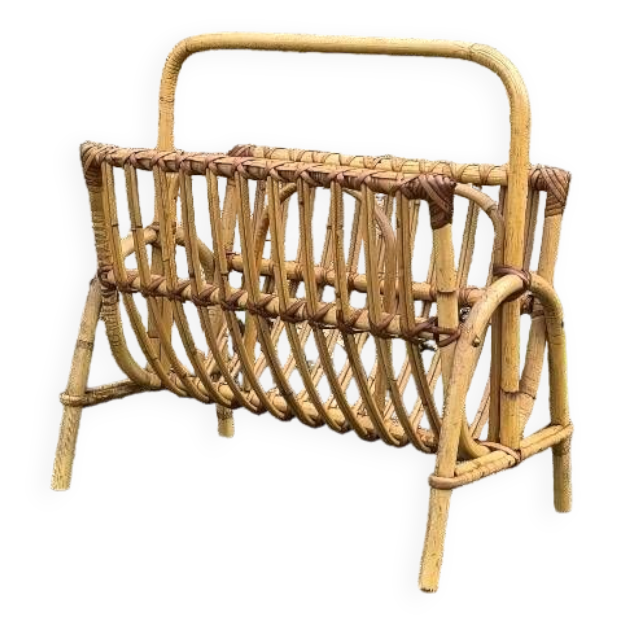 Rattan magazine rack 1960