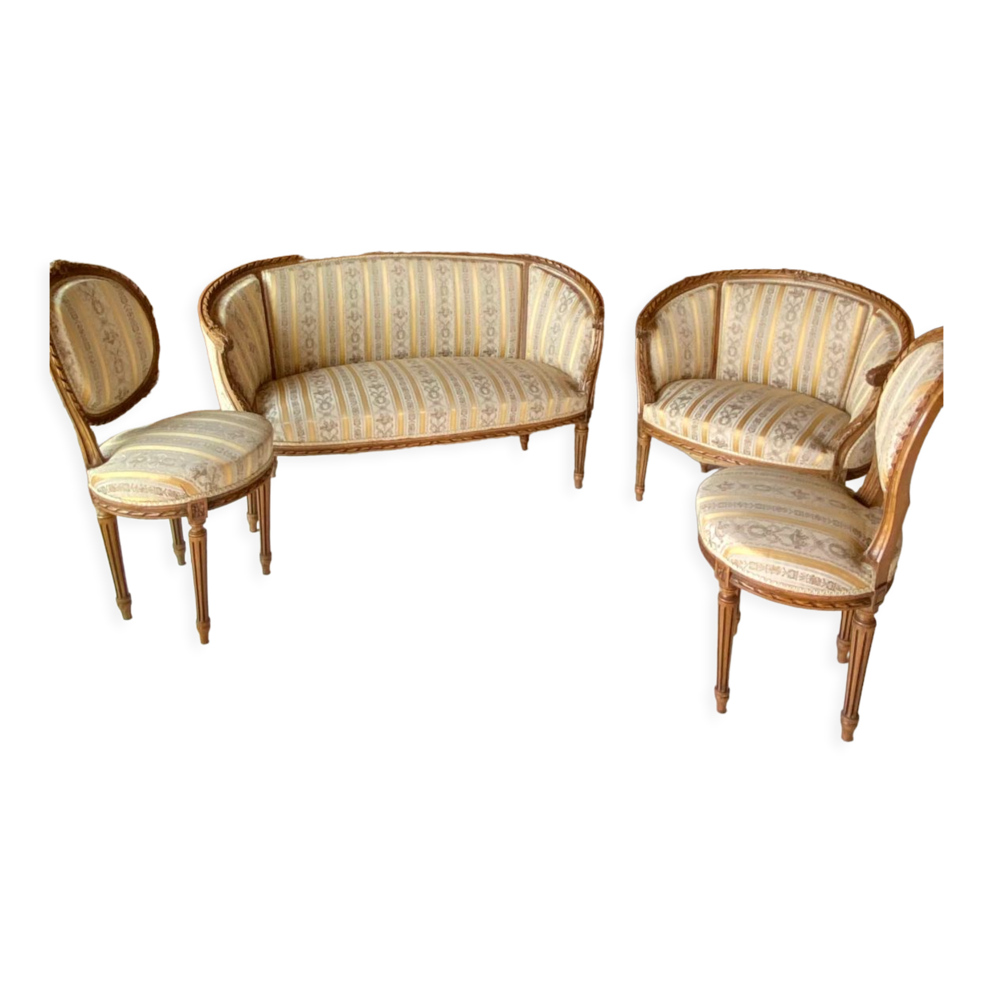 Salon soie et bois style Louis XV