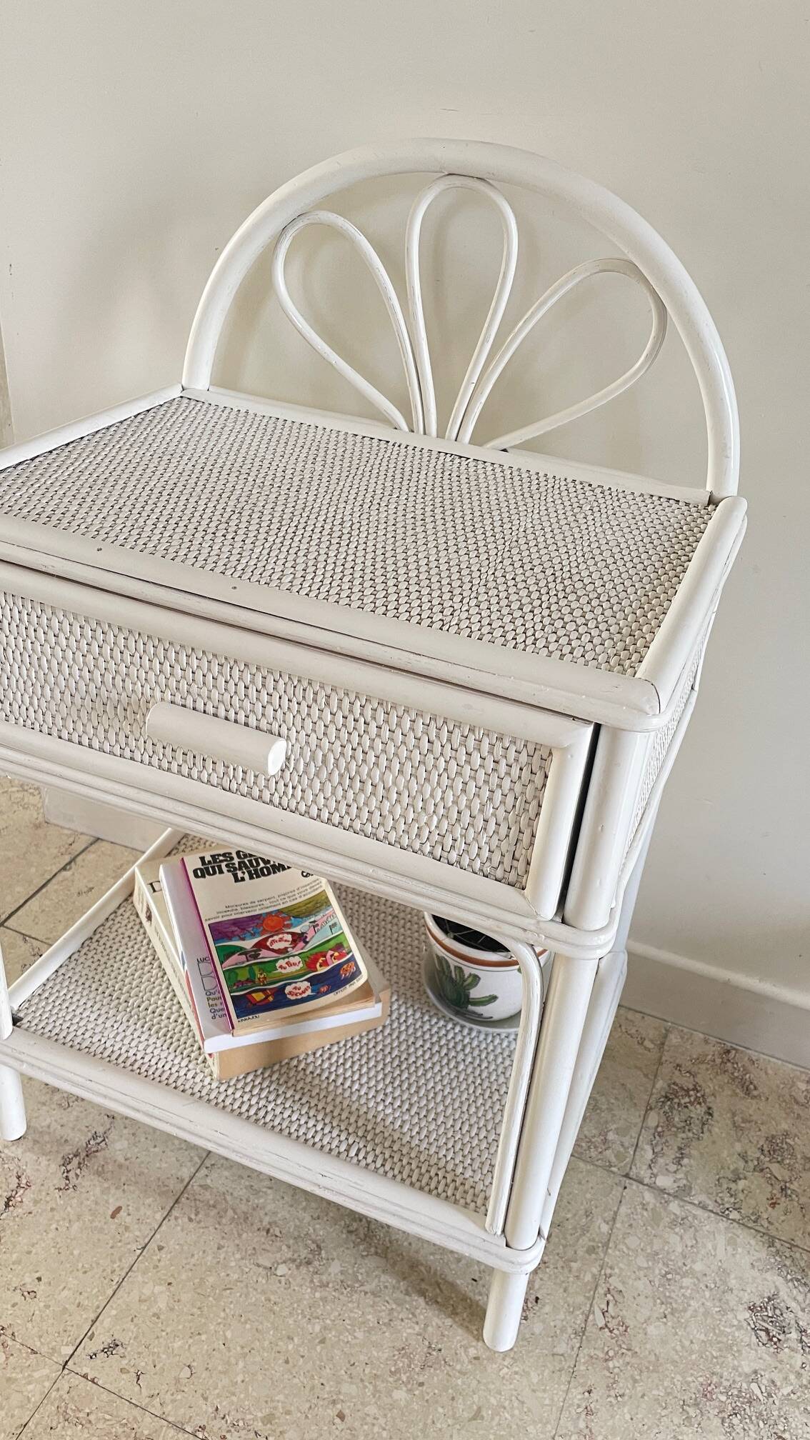 Pair of Vintage Rattan Bedside Tables